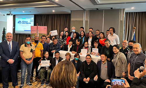 Philippine unions present a 15-Point Labour Agenda to improve working conditions for formal and informal workers