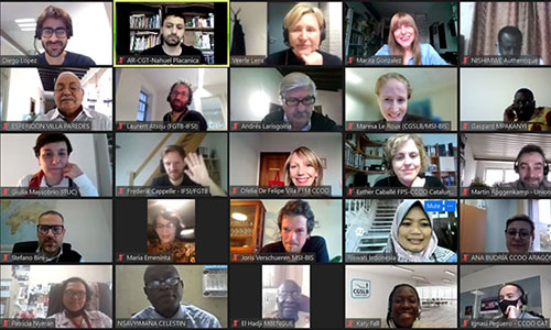 Participants during the webinar on good practices in union-led development cooperation