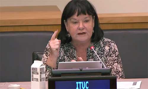 Sharan Burrow during the UN session on the Global Accelerator